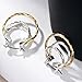 Neoglory Jewelry Gold Silver Color Two Tone Diamond Cut Hoop Earrings Christmas for Sensitive Ears
