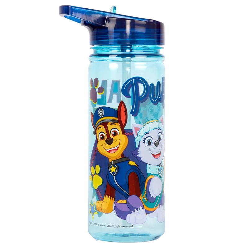Paw Patrol Chase Plastic Bottle with Straw BPA Free 580 ml School Water Bottle for Girls 100% Leakproof Durable Drink Bottle for Kids