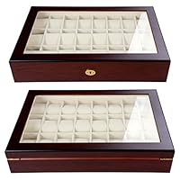 CMA Stockroom Rosewood Matte Stain Glass Top Wooden 24 Watch Display Case
