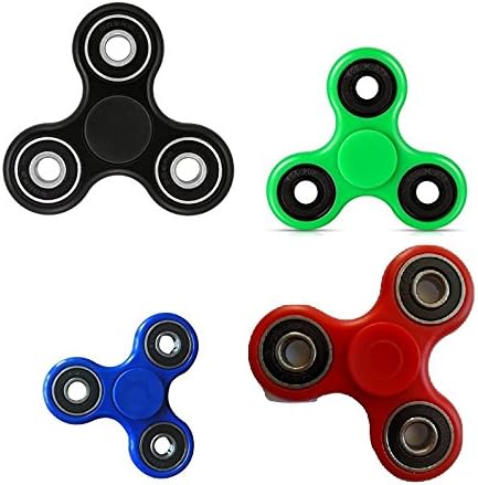 Fidget Hand Spinners 4 Color Bundle US SELLER Hand Tri-Spinner Desk Toy Stress Anxiety Adults Student, Relax Therapy, Stress Pack Combo Green Red Black White Blue Yellow Glow Pink