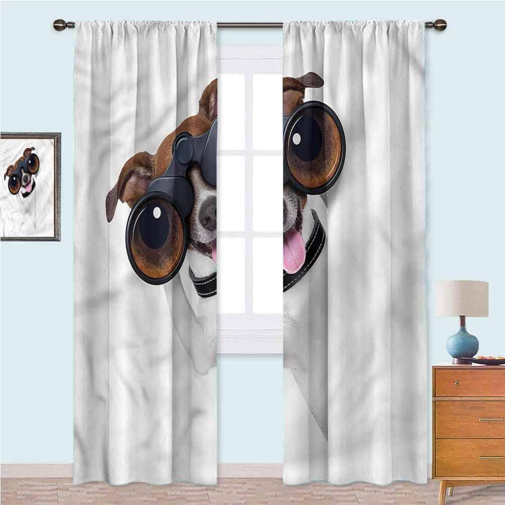 YUAZHOQI Funny Curtains for Bedroom Puppy Dog with Binoculars Window