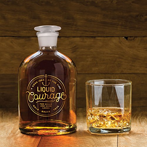 Fred BOTTLED UP Glass Spirits Decanter, Courage, Clear, 9 inches - 5186710