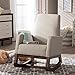Baxton Studio Yashiya Mid Century Retro Modern Fabric Upholstered Rocking Chair, Light Beige