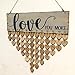 WINOMO Family Birthday Board Plaque DIY Hanging Wooden Birthday Reminder Calendar for Mom Dad Grandma Grandpa with 50pcs Wooden Hearts