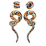 BodyJ4You Glass Spiral Tapers Kit with Plugs 4 Pieces Ribbon Maroon and Orange - 4G-14mm