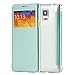 For Samsung Note 4 Case, FLOVEME [Slim Fit] [Open View Window] [Smart Slide Free Touch] Premium Ultra Thin PU Leather Flip Pouch Folio Clear Back Cover Holder for Samsung Galaxy Note 4 - Green
