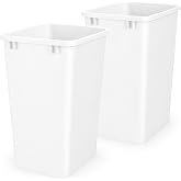 Rev-A-Shelf Double Pullout Garbage Trash Cans for Kitchen Cabinets, 35 Qt. | Replacement Large-Capacity Waste/Recycling Bins Only for Kitchen Cabinet Pullouts, (2) Pack, White, RV-35-11-2