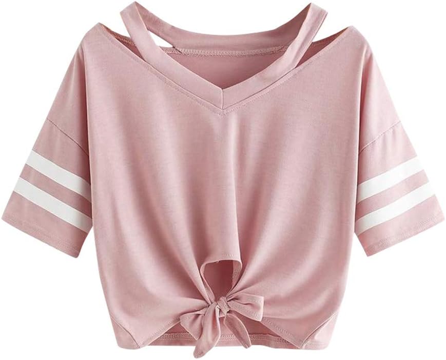 Dylanlla Women's Planet Printed Cold Shoulder Short Sleeve Crop Tops