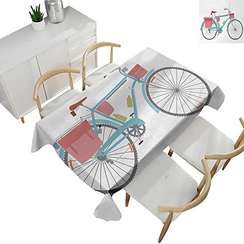 Bicycle,Tablecovers Rectangular Classic Touring Bike with Derailleur and Saddlebags Healthy Active Lifestyle Travel Table Cover for Outdoor and Indoor Multicolor 60"x 120"