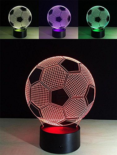 W-ONLY YOU-J 3D Night Light Illusion Football Colorful LED Lamp Remote Control Touch Switch Visual Light Creative Home Decor Christmas Gift Kids