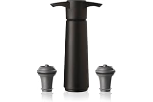 Vacu Vin Original Wine Saver with 2 Vacuum Bottle Stoppers – Black Wine Preserver Pump for Red or White Wine – Manual Air Remover System – Airtight Seal – Keep Wine Fresh Longer