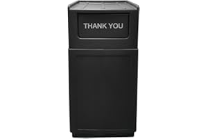 HUBERT® Trash Receptacle Garbage Can with Tray Top Lid 39 Gallon Black - 21 1/2 L x 14 1/2 W x 49" H