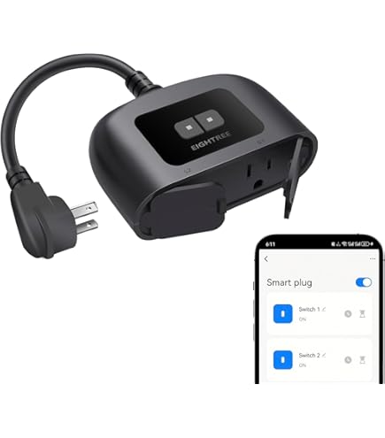 Prise Extérieure Intelligente avec 2 Prises, IP44 Étanche à l