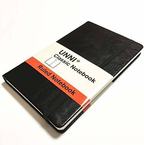 UNNI Classic Notebook Journal, Size:8.25" X 11.4", A4, Black Color, Ruled/Lined Page, 192 Pages, Hard Cover/Fine PU Leather, Inner Pocket, Premium Thick Paper - 100gsm | Designed in San Francisco