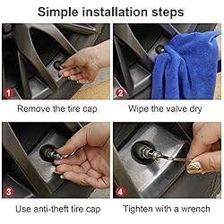 SINGARO Tire Valve Cap, 4 Pieces Aluminum Alloy Car