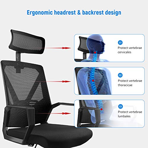DAVEJONES Office Chair Desk Chair Computer Ergonomic High Back Mesh