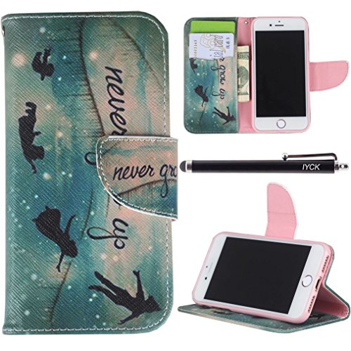 iPhone 7 Plus Case, iPhone 7 Plus Wallet Case, iYCK Premium PU Leather Flip Folio Carrying Magnetic Protective Shell Wallet Case Cover for iPhone 7 Plus 5.5inch with Kickstand Stand - Never Grow Up