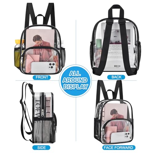Clear Backpack for Stadium Events Stadium Approved Fashion Women Backpack | 12x12x6 Clear Bag with Front Pocket Heavy Duty 0.4MM PVC Terarent Backpack for Concert Events Work Travel