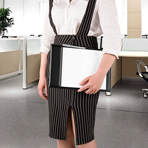 Nekmit PU Leather Letter Size Office Clipboard Business Meeting Magnetic Writing Pad-Black - Thumbnail 4