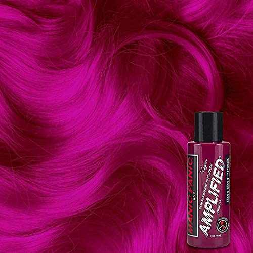 MANIC PANIC Hot Hot Pink Amplified Semi-Permanent Hair Dye - Medium Pink Color - Glows in Blacklight - Vegan, PPD & Ammonia Free