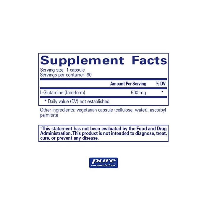 Pure Encapsulations LGlutamine 500 mg Supplement for Immune and