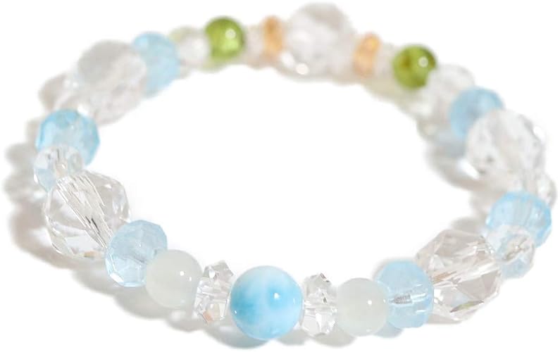 Amazon 大きな願いや望みを叶える人の如意宝珠ブレス 思考能力を最大限に高めるラリマー 集中力を高めるブルートパーズ 嫉妬や妬みから身を護るペリドット 自分の中に眠る力を呼び覚ますムーンストーンの組み合わせは最強 自己を最大限に高め 周りに振り回されず