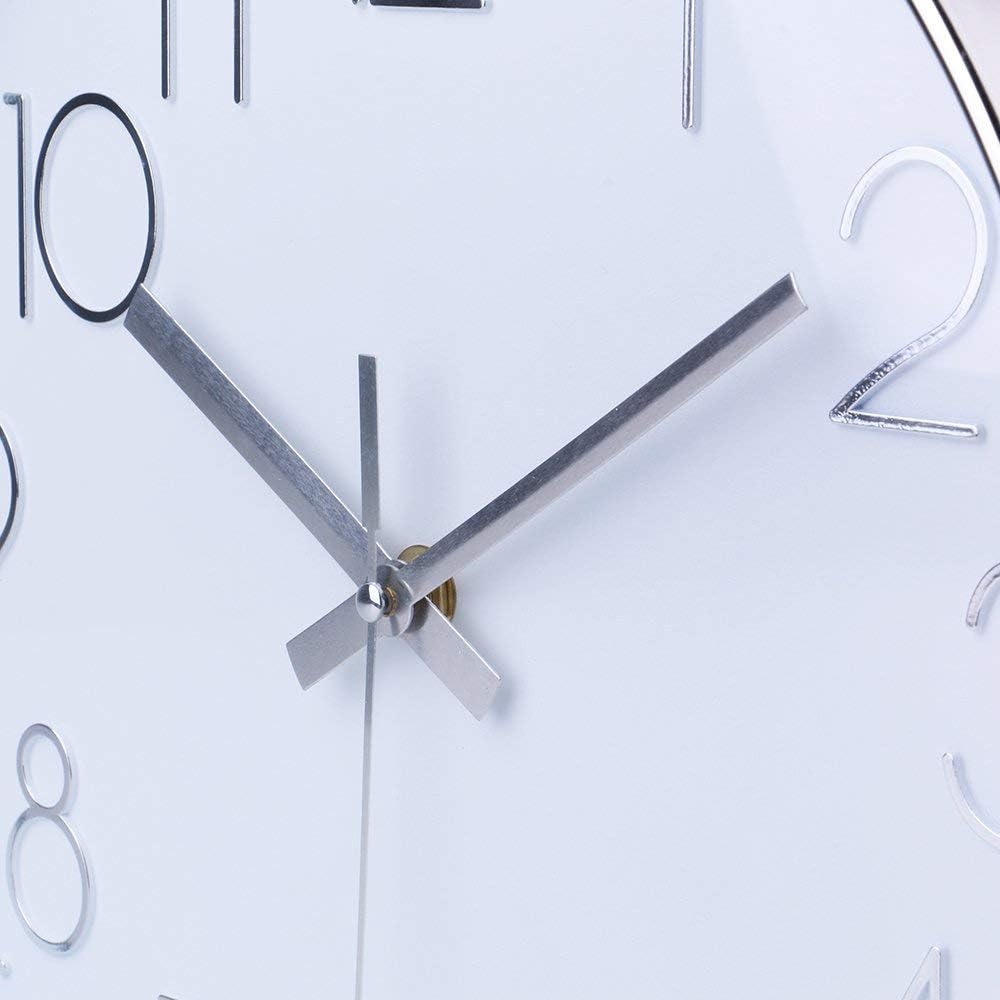 jomparis Modern 12" Battery Operated Non-Ticking Silent Sweep Movement Wall Clock Decorative for Office,Kitchen, Living Room, Bedroom, Bathroom Plastic Frame Glass Cover (Silver,Arabic Numeral): Kitchen & Dining
