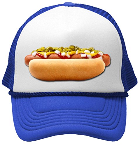 HOT DOG - concession truck fair carnival snack food Mesh Trucker Cap Hat, Royal
