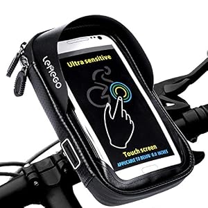 LEMEGO Bike Phone Holder Waterproof – Bicycle Mount Mobile Phone Bag, Universal Cycling Handlebar Pouch with 360 Degrees…