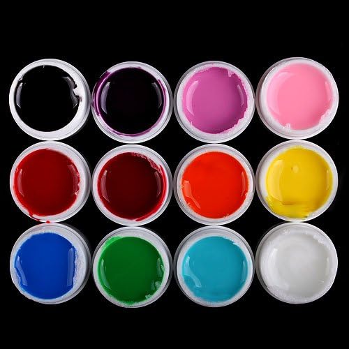HSN 12 Mix Color UV GEL Nail Art Tips UV Builder Gel Set for False Nail Acrylic Nail