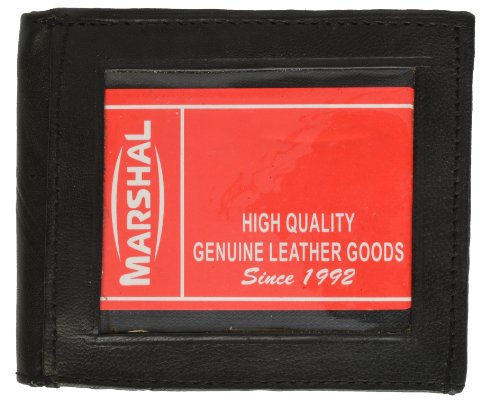 100% Genuine Leather Bifold Money Clip Black #1462CF