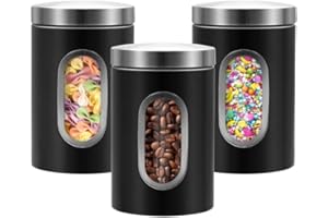 1PC Kitchen Canning Set Stainless Steel Food Storage Container with Transparent Window for Sugar Powder Tea Coffee on Kitchen