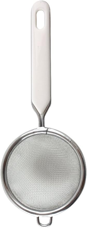 Fackelmann Stainless Steel Strainer, Silver/White, 2.8-Inch, 18 x 7 x 5 cm
