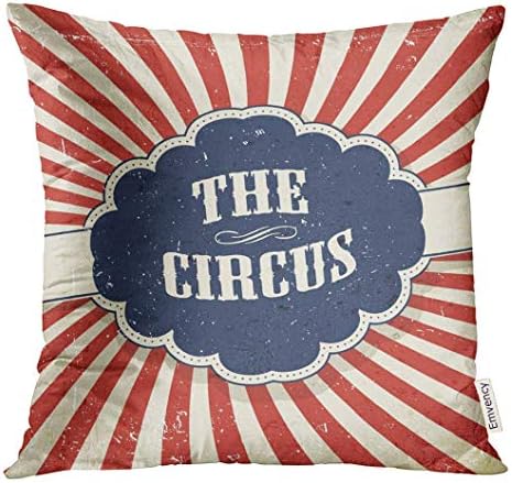 artyly Throw Pillow Cover Red Big Vintage Circus Abstract Retro Label with Text The Bright Carnival Decorative Pillow Case Home Decor Square 18x18 Inches Pillowcase