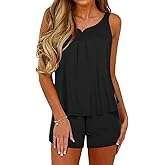 Ekouaer Pajamas Sets for Women Tank Tops with Shorts Sleepwear Nightwear Pj Set S-XXXL