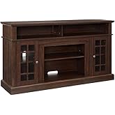 RAINLUX Traditional 58'' TV Console, Entertainment Center Table with Open Shelves and Farmhouse Glass Door Media TV Cabinet Stand for TVs up to 65 Inches-Sedona, (Espresso, 58" TV Stand/W Glass Door)