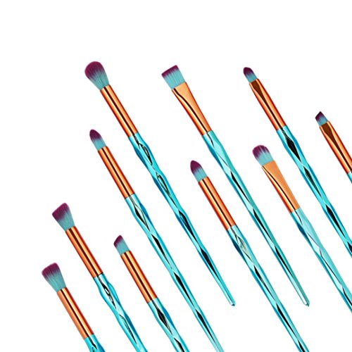 image for Goddessvan 10Pc Mermaid Makeup Brush Set Professional Face Eye Shadow 