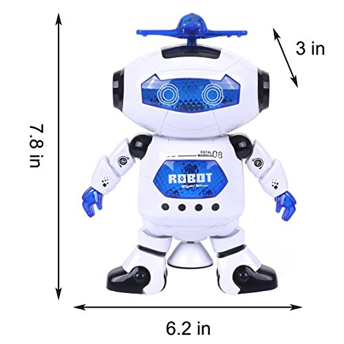 Alagoo Electronic Toy Robot Walking Dancing Singing Robot with Musical and Colorful Flashing Lights 360° Body Spinning Robot Toy Gift for Kids, Boys and Girls (White) - Thumbnail 4