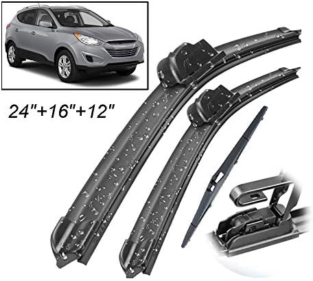 GIVRLUCKY Windshield Windscreen Rear Window Wiper Front Rear Wiper Blades Set Kit,For Hyundai Tucson MK2 ix35 2010-2015 24" 16" 12"