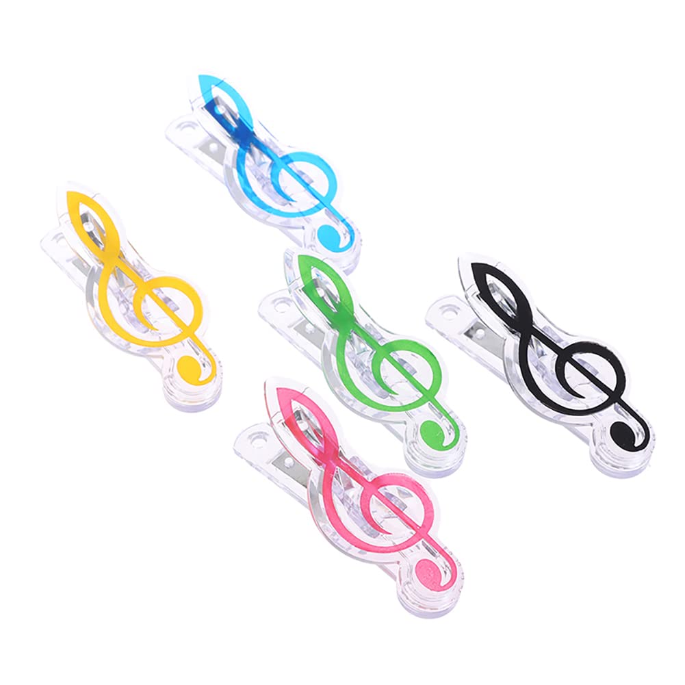 Alnicov Music Note Clips,5Pcs Music Sheet Clips,Plastics Music Stationary Book Clips for Music Stand Sheet Music File Folder,Multicolor,Style 1