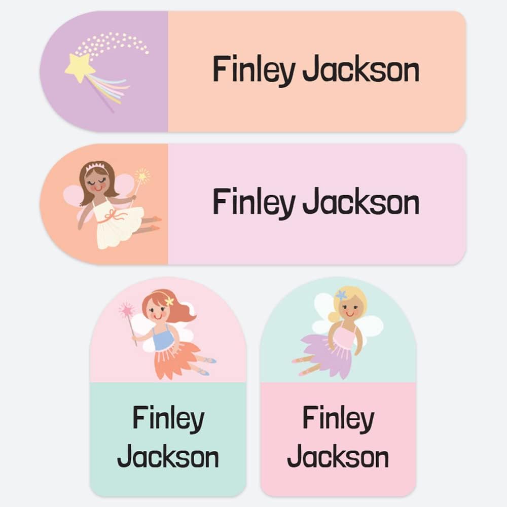 Dotty about Paper 50 Personalised No Iron Name Labels Princess Fairies