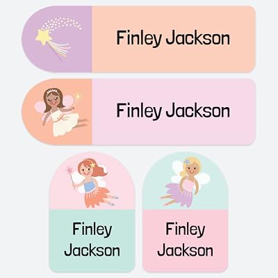 Dotty about Paper 50 Personalised No Iron Name Labels Princess Fairies