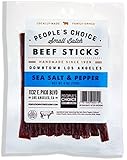 People's Choice Beef Jerky - Tasting Kitchen - Sea Salt & Pepper Beef Stick - Sugar-Free, Carb-Free, Gluten-Free, Keto-Friendly - Gourmet Handmade Craft Meat Snack - 4 Ounce Bag (Pack of 3)
