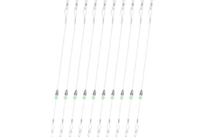 ZASIE Carolina Rigs for Fishing- 12 Inch Steel Fishing Leaders with Fishing Weight, Pre Rigged Carolina Rigs with Fishing Weight 1/6oz, 1/4oz, 1/2oz, 10 Pcs