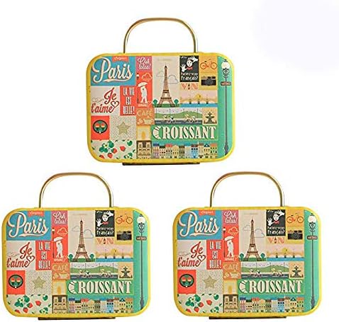 Unetox Vintage Candy Box Mini Suitcase Shape Gift Box Europe Style Tin Box Wedding Party Favor - Pack of 3 (05)