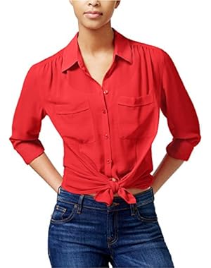 Long-Sleeve Point-Collar Cropped Blouse