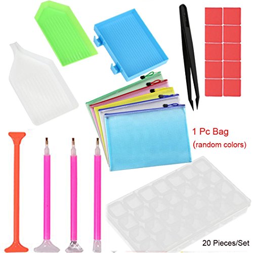 20 Pieces Diamond Painting Tools Kit, Staron DIY 5D Diamond Painting Accessories Cross Stitch Kits with 28 Slots Diamond Embroidery Box (20pcs) - Thumbnail 7