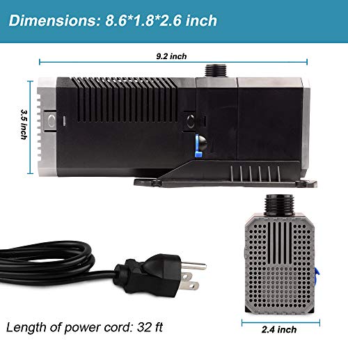 YCTECH 660 GPH Ultra-Quiet Submersible Pump with Fountain Kit for Pond, Statuary, Garden
