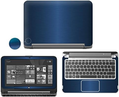 Decalrus - Protective decal for HP Pavilion X360 11-n010dx2-in-1 (11.6" TouchScreen) laptop BLUE Texture Brushed Aluminum skin skins decal for case cover wrap BApavilionX360Blue