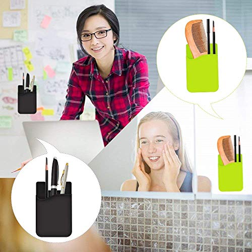 Cell Phone Wallet, HUO ZAO Silicone Credit Card Id Holder with Adhesive Stick-on fits Apple iPhone iPad Samsung Galaxy Android Smartphones, Table, Refrigerator, Door - 10 Pack (Black Colors - 5P)